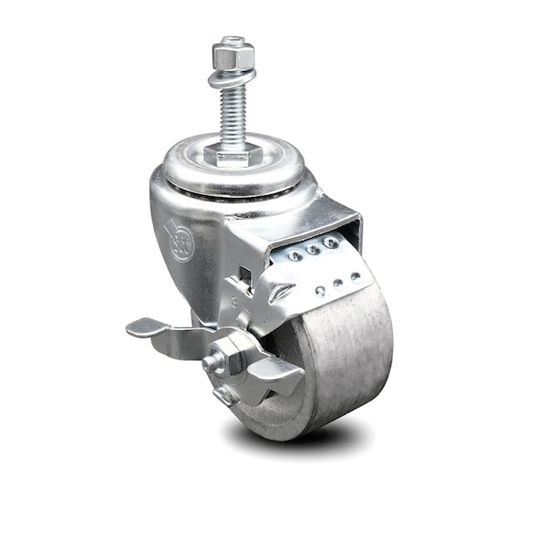 Service Caster 3 Inch Semi Steel Wheel Swivel 3/8 Inch Threaded Stem Caster with Brake SCC SCC-TS20S314-SSS-TLB-381615 - main
